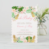 Ananas Tropical Baby Shower Einladung (Stehend Vorderseite)