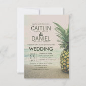 Ananas Tropical Beach Hochzeit in Urlaubsort Card Einladung (Vorderseite)