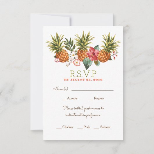 Ananas Tropical Beach Hochzeit uAwg RSVP Karte (Vorderseite)