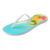Ananas Tropical Blue Gradient Flip Flops Badesandalen (Schrägansicht)