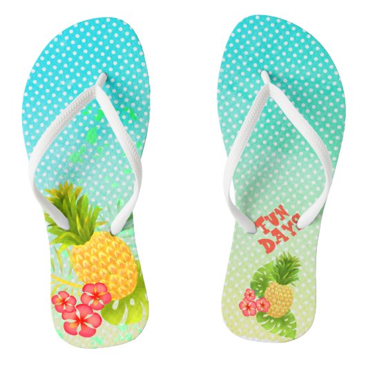 Ananas Tropical Blue Gradient Flip Flops Badesandalen (Fußbett)