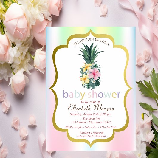 Ananas Tropical Blume Kinderdusche Einladung