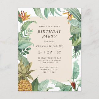Ananas Tropical Botanical Summer Birthday Party Einladungspostkarte