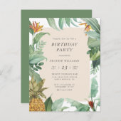 Ananas Tropical Botanical Summer Birthday Party Einladungspostkarte (Vorne/Hinten)