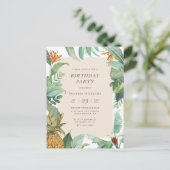 Ananas Tropical Botanical Summer Birthday Party Einladungspostkarte (Stehend Vorderseite)