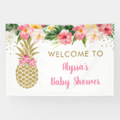 Ananas Tropical Floral Baby Shower Banner (Horizontal)