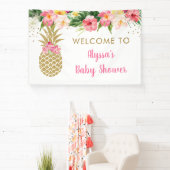 Ananas Tropical Floral Baby Shower Banner (InSitu)