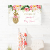 Ananas Tropical Floral Baby Shower Banner (Insitu)