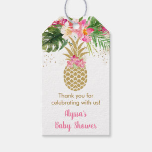 Ananas Tropical Floral Baby Shower Geschenkanhänger