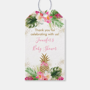 Ananas Tropical Floral Baby Shower Geschenkanhänger