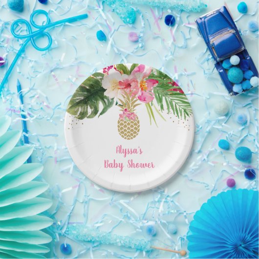 Ananas Tropical Floral Baby Shower Pappteller (Party)