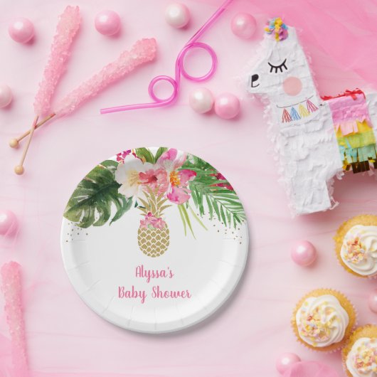 Ananas Tropical Floral Baby Shower Pappteller (Party)