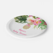 Ananas Tropical Floral Baby Shower Pappteller (Schrägansicht)