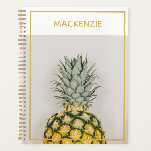 Ananas Tropical Gold Personalisiert Name Planer (Vorderseite)