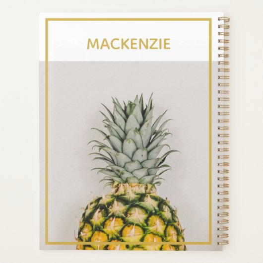 Ananas Tropical Gold Personalisiert Name Planer (Rückseite)