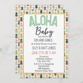 Ananas Tropical Luau Hawaiian Aloha Babydusche Einladung (Vorne/Hinten)