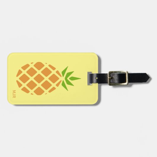 Ananas Tropical Summer Custom Monogram Option Gepäckanhänger (Vorderseite horizontal)