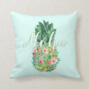 Ananas Tropical Watercolor Blume Aloha Kissen