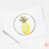 Ananas Tropical Watercolor Simulated Foil Pina Runder Aufkleber (Umschlag)