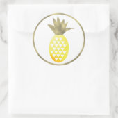 Ananas Tropical Watercolor Simulated Foil Pina Runder Aufkleber (Tasche)