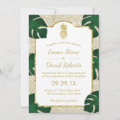 Ananas Tropical Wedding Eleganter ElfenbeinGlitzer Einladung (Vorderseite)
