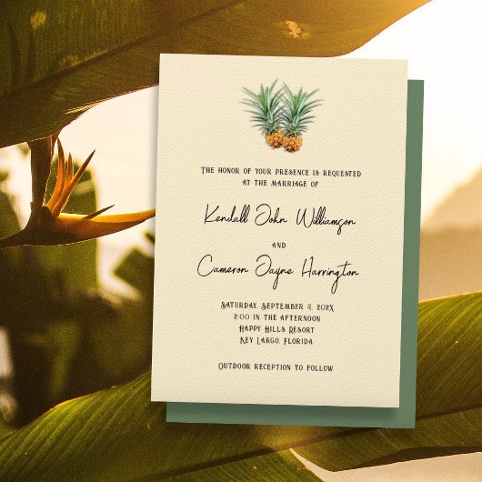 Ananas Tropical Wedding Full Names Einladung