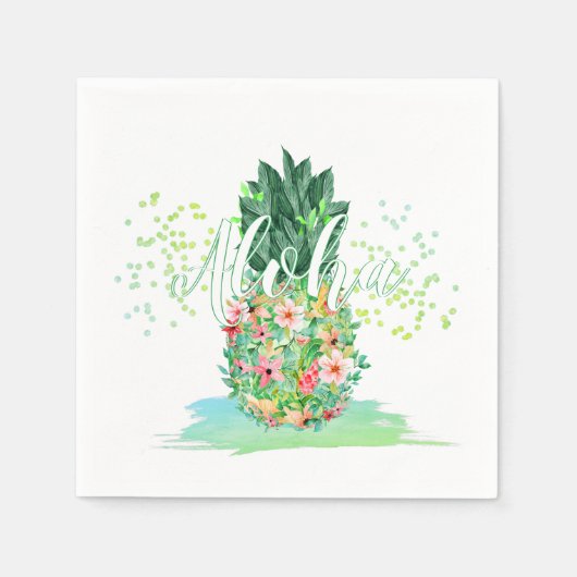 Ananas Tropisch Hawaiianische Blume ALOHA Serviette (Vorderseite)