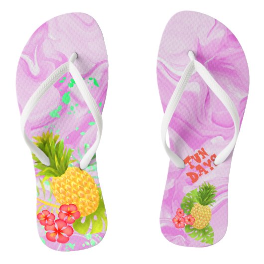 Ananas Tropisch Pink Agate Flip Flops Badesandalen (Fußbett)