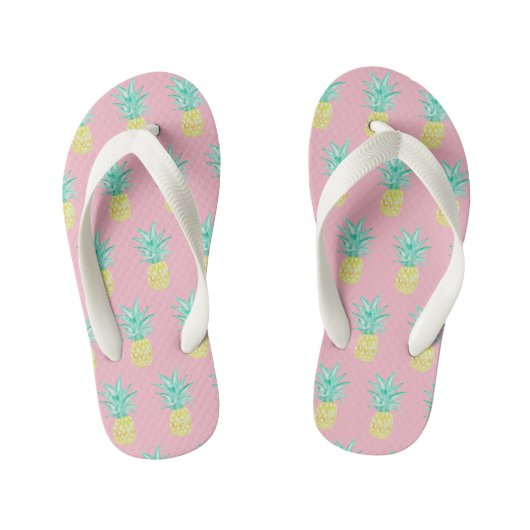 Ananas Tropisch Pink Flip Flops Kinderbadesandalen (Fußbett)