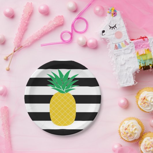 Ananas, tropisch, schwarz und weiß gestrichen pappteller (Party)