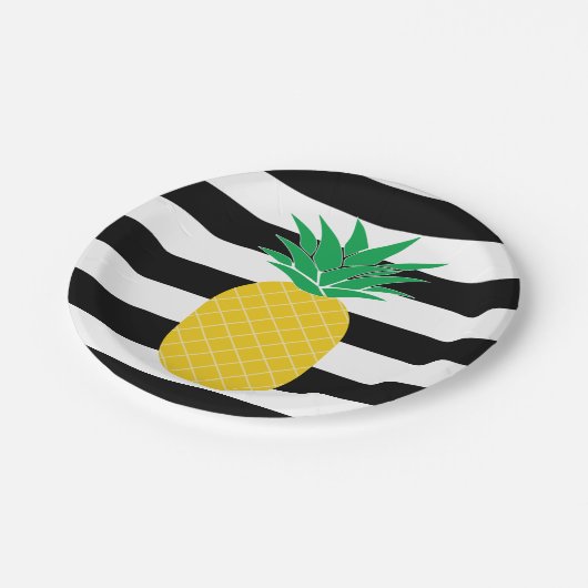 Ananas, tropisch, schwarz und weiß gestrichen pappteller (Schrägansicht)