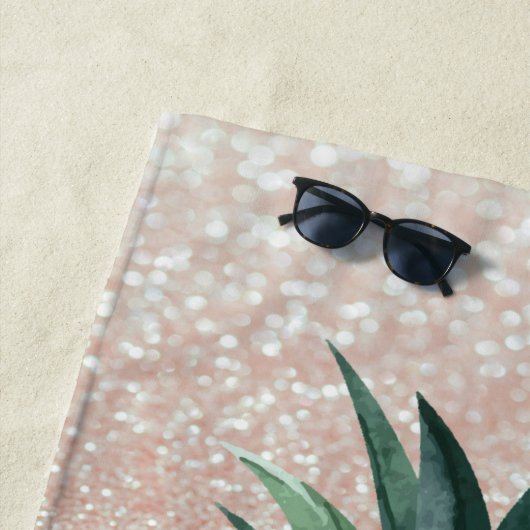 Ananas Tropische Blume Glitzer Bokeh Strandtuch (Beispiel)