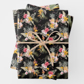 Ananas tropische Blume Schwarz Geschenkpapier Set (Beispiel)