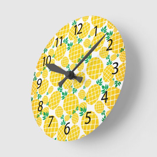 Ananas tropische Fruchtmauer Runde Wanduhr (Winkel)