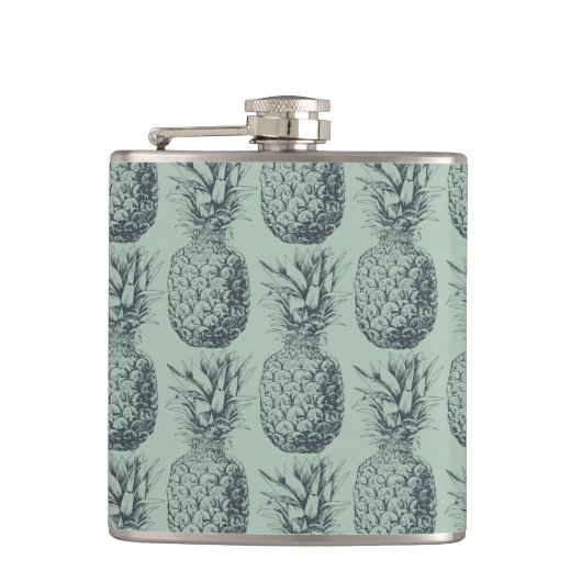 Ananas, tropische Fruchtmuster Flachmann (Vorderseite)