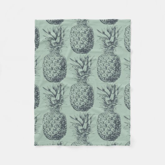 Ananas, tropische Fruchtmuster Fleecedecke (Vorderseite)