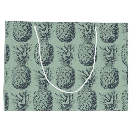 Ananas, tropische Fruchtmuster Große Geschenktüte (Rückseite)