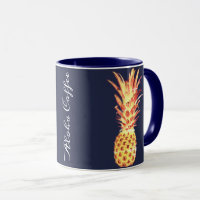 Ananas-tropische Marine-Blau-Aloha Kaffee-Tasse