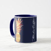 Ananas-tropische Marine-Blau-Aloha Kaffee-Tasse Tasse (Vorderseite Links)