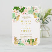 Ananas-tropische Verlobungs-Einladung Einladung (Stehend Vorderseite)