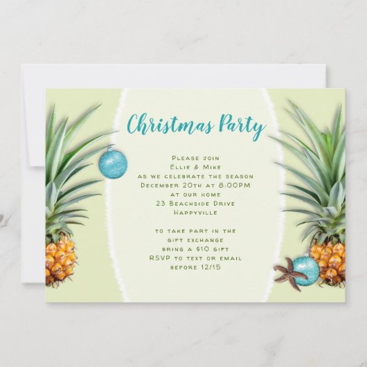 Ananas Tropische Weihnachtsfeier Party Einladung (Vorderseite)