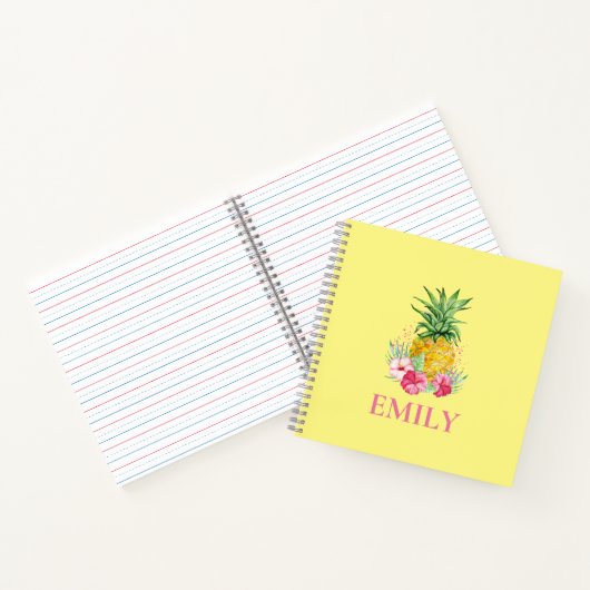 Ananas Tropischer Aloha Hawaii Personalisierter Na Notizblock (Innenseite)