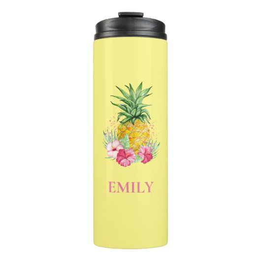 Ananas Tropischer Aloha Hawaii Personalisierter Na Thermosbecher (Vorderseite)