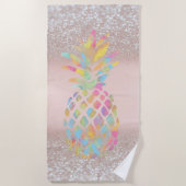 Ananas Tropischer Glitzer Bokeh Strandtuch (Vorderseite)