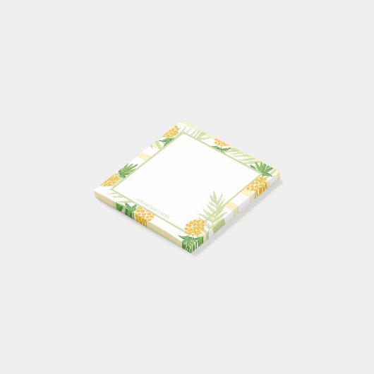 Ananas tropischer Wasserfarbengelber Streifen Post-it Klebezettel (angewinkelt)