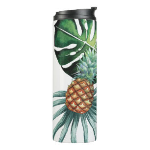 Ananas-Tropisches-Aquarell-Dschungel-Palm-Muster Thermosbecher