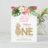 Ananas Tropisches Bläschen 1. Geburtstag Einladung (Stehend Vorderseite)