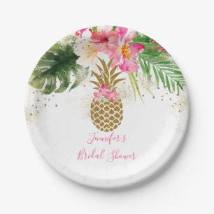 Ananas-tropisches BlumenBrautparty Pappteller