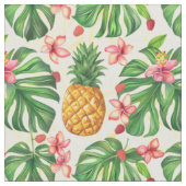 Ananas Tropisches Blumenmuster Stoff (Nahaufnahme)