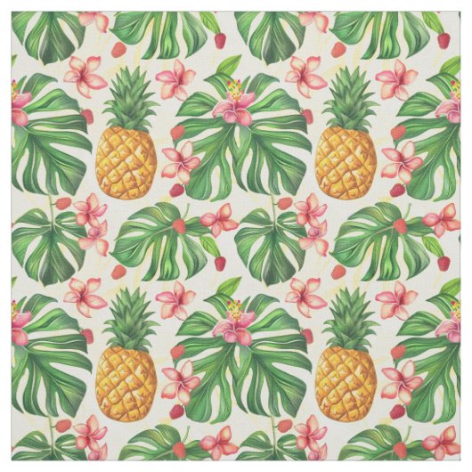 Ananas Tropisches Blumenmuster Stoff (Muster)